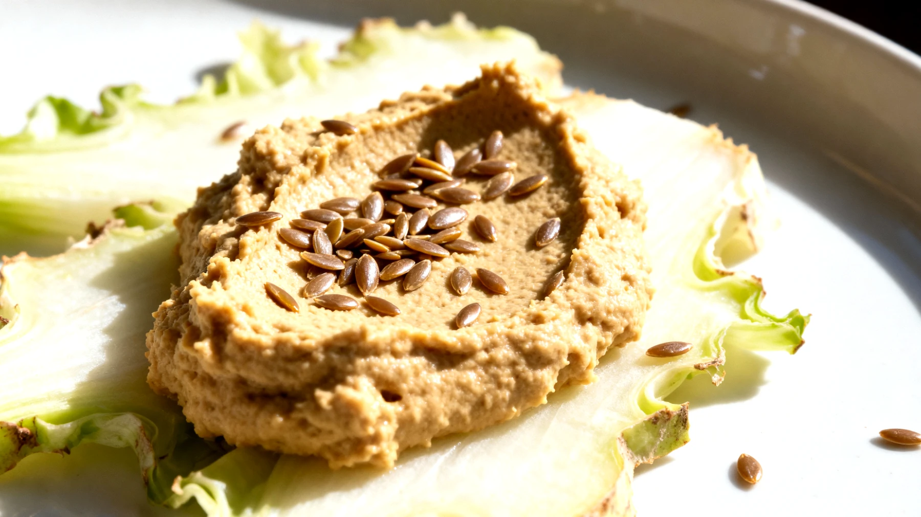 Sedano rapa crudo con hummus di ceci e semi di lino"